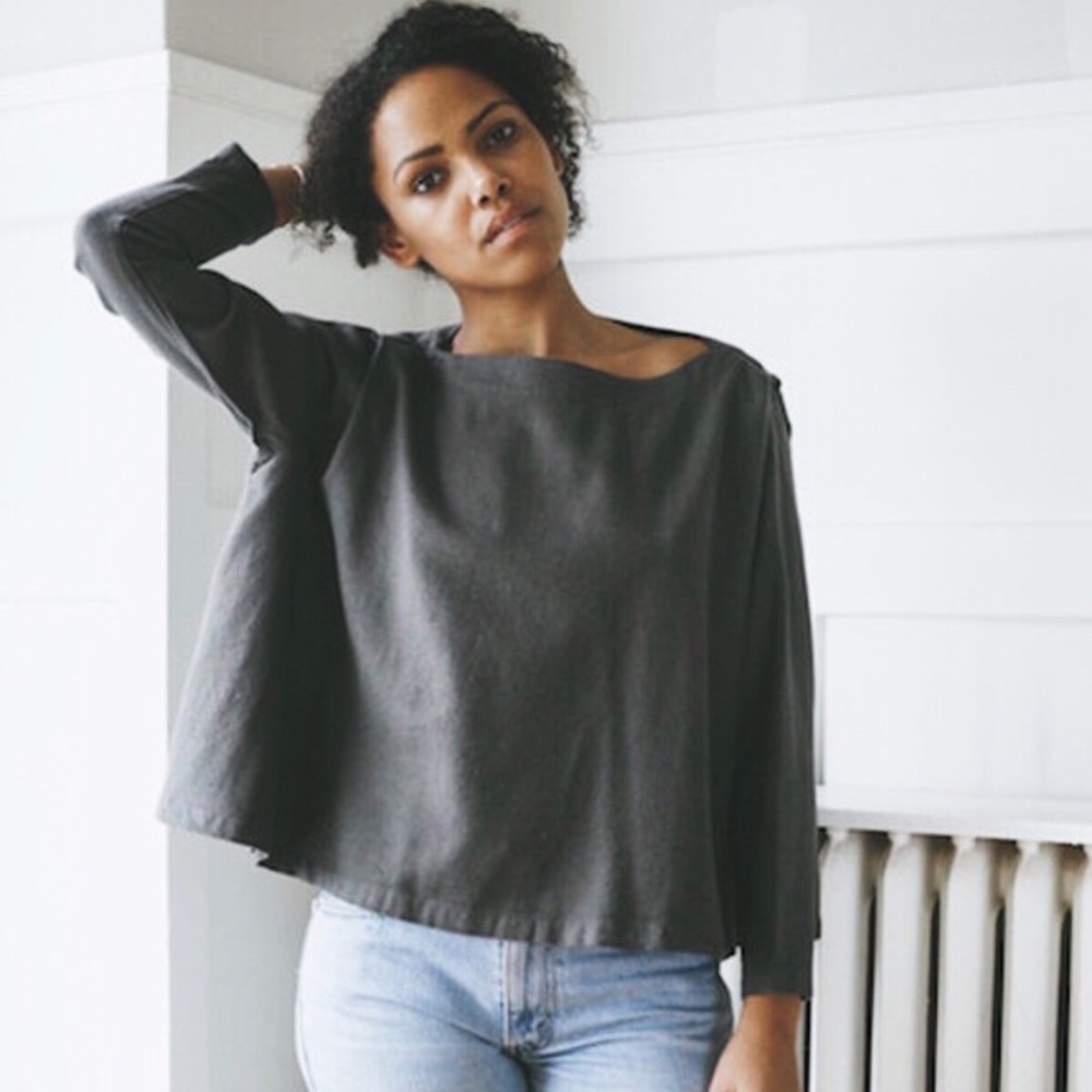 Black Crane Origami Flannel Top